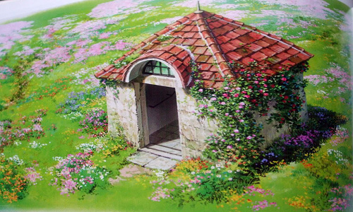 Cute-as-heck flower cabin