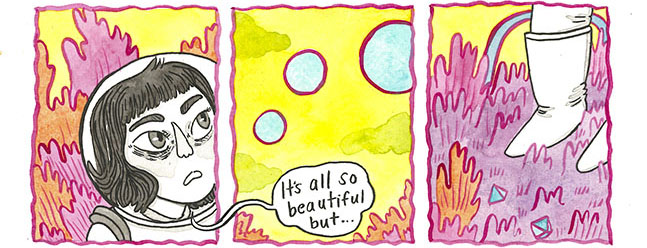 Survive Inktober 2017 - A few panels from Ashley Franklin's "A Lone Traveler From Earth"