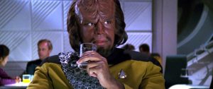 Worf's Signature Juice Cleanse - Worf drinking a beverage
