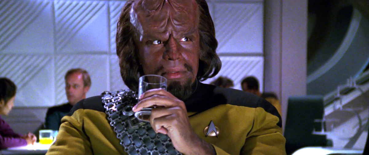 Worf's Signature Juice Cleanse - Worf drinking a beverage