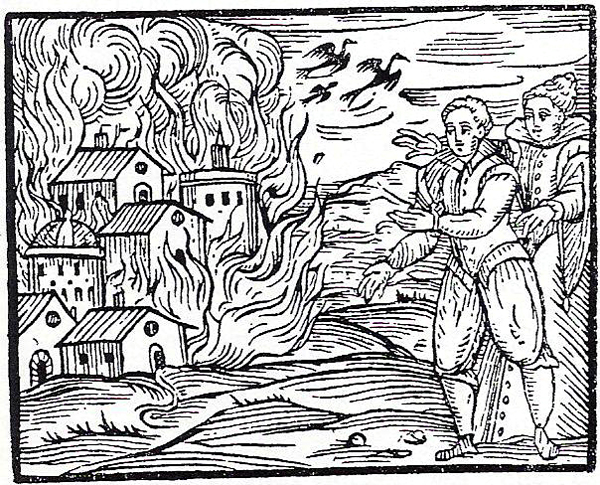Medieval Woodcuts For Every Occasion setting a city on fire