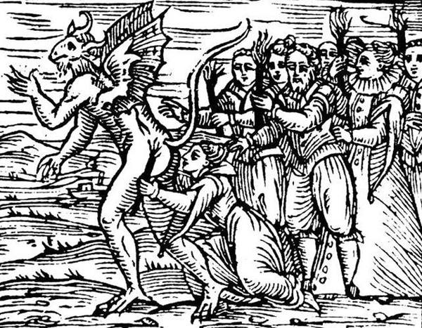 Medieval Woodcuts For Every Occasion woman looking into demon butt
