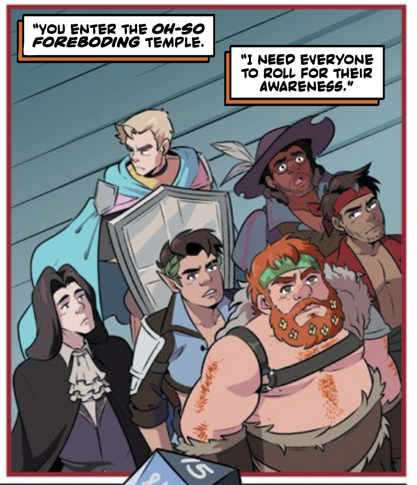 All the daddies (minus Hugo, who is acting as DM) as their various DnD characters.