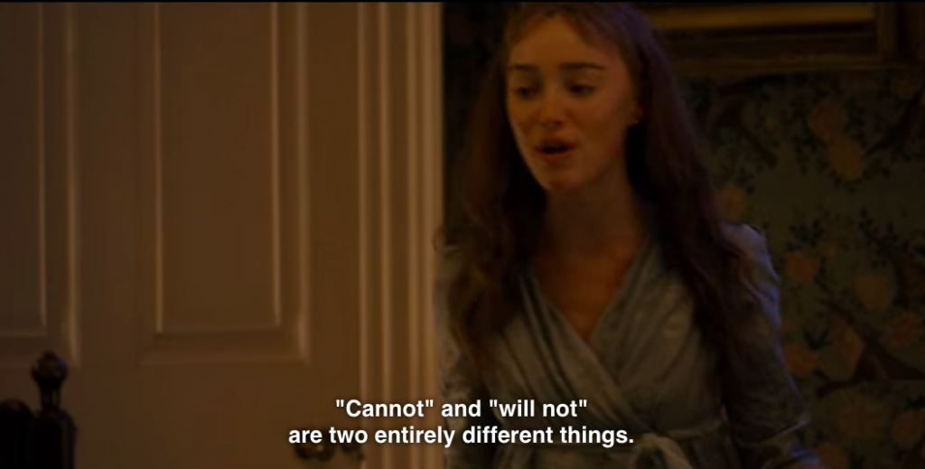 Daphne, "'Cannot' and 'will not' are two entirely different things."