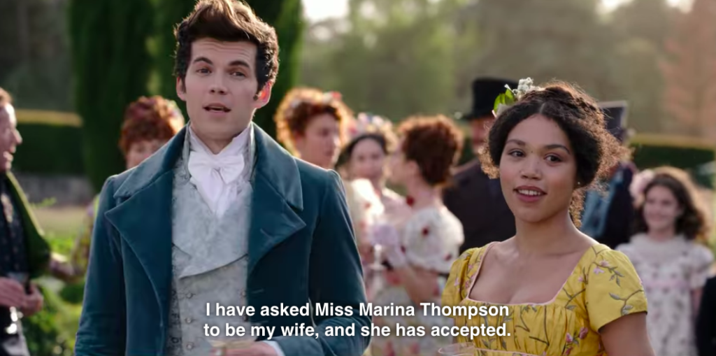 Colin, "I have asked Miss Marina Thompson to be my wife, and she has accepted."