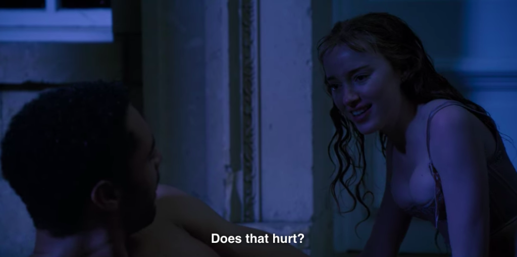 Daphne to Simon, "Does that hurt?"