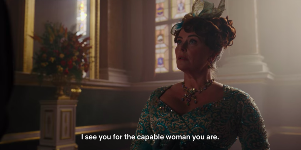 Lord Featherington to Lady Featherington: "I see you for the capable woman you are."