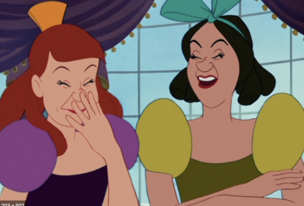 A screenshot of the two stepsisters from the Cinderella cartoon.