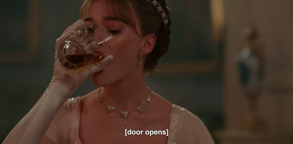 Daphne drinks after walking in on Anthony and Kate near kiss.