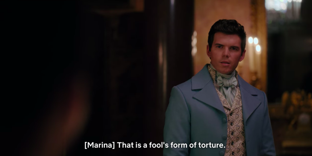 Marina continues to chastise Colin: "That is a fool's form of torture."