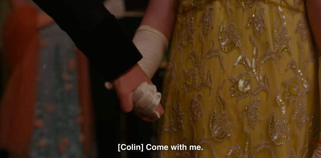Colin grabs Penelope's hand: "Come with me."