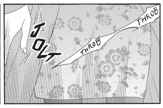 A panel cropped to Yuri's croch. SFX read "THROB THROB".